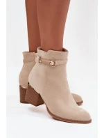 Dámské zimní boty na podpatku s ozdobným páskem béžové Galissa Dámské zimní boty na podpatku s ozdobným páskem béžové Galissa
