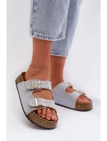 Dámské pantofle se zlatými sponami a knoflíky Modré model 21960974 - Boto