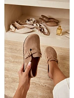 Dámské polobotky Eko semiš s zlatým přezkou Tmavě béžové model 22038392 - Boto