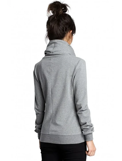 model 18001781 Mikina s kapucí na zip šedá - BeWear model 18001781 Mikina s kapucí na zip šedá - BeWear