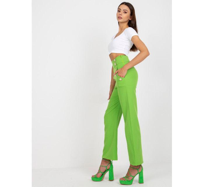 Světle zelené dámské oblekové kalhoty s kapsami