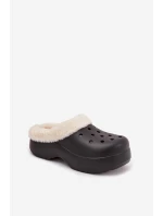 Dámské pěnové pantofle zateplené kožíškem – černé Palvine Dámské pěnové pantofle zateplené kožíškem – černé Palvine