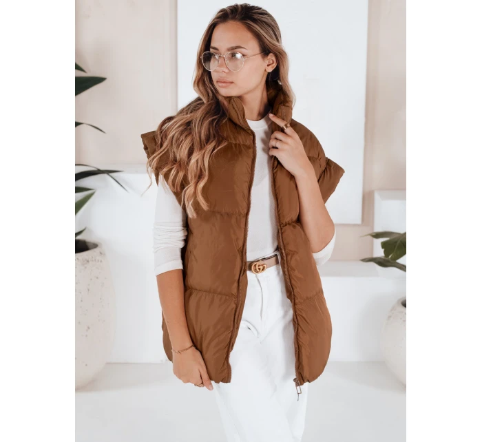 Dámská prošívaná vesta NIMIA camel FashionStreet TY3249