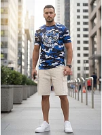 Tshirt męski moro z nadrukiem niebieski model 22217662 - FashionStreet