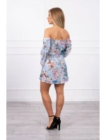 Modré květinové šaty s pruhy Modré květinové šaty s pruhy