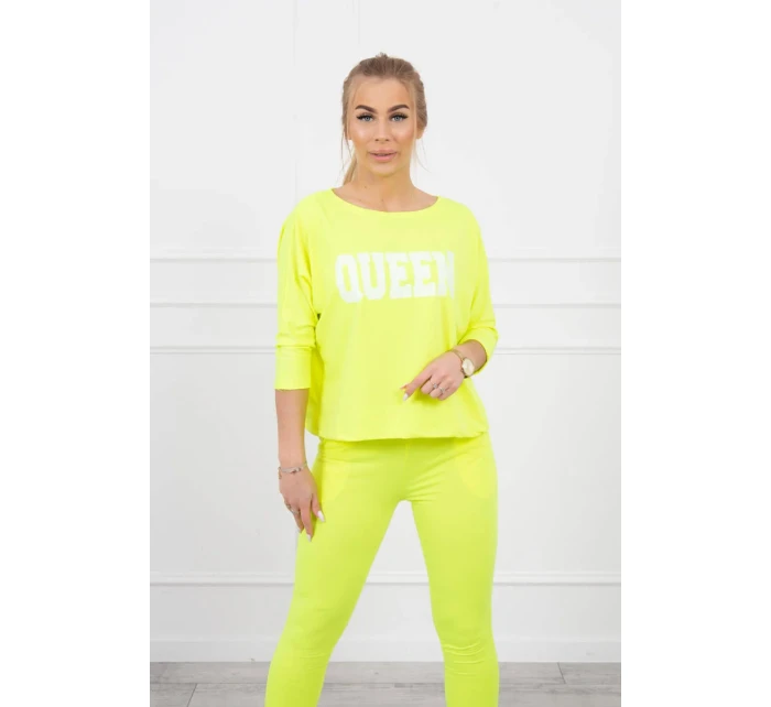 Sada s neonovým potiskem Queen yellow