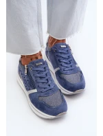 Dámské tenisky na platformě s ažurovým vzorem a Modré model 21656776 - Inblu Dámské tenisky na platformě s ažurovým vzorem a Modré model 21656776 - Inblu