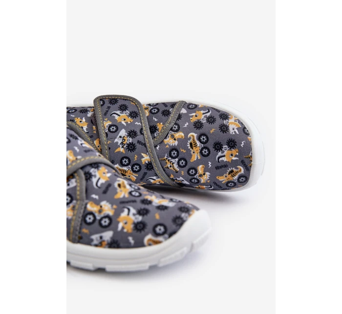 Pohodlné chlapecké pantofle na suchý zip Befado 974Y552 šedé