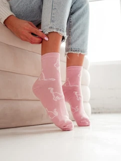 Dámské bavlněné ponožky model 21713009 kočky Růžové - Milena