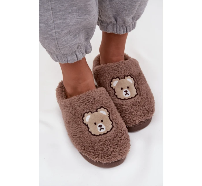 Dámské pantofle s beránkem a medvídky čokoládové Temiena Dámské pantofle s beránkem a medvídky čokoládové Temiena