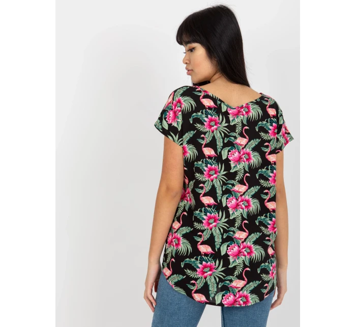 Dámská halenka D73771R10978P černá a zelená - FPrice