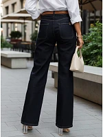 Dámské džíny s vysokým pasem a širokými nohavicemi tmavě modré FashionStreet UY2967