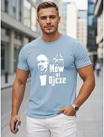 Tshirt męski klasyczny z nadrukiem bawełniany błękitny model 22217927 - FashionStreet