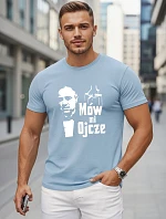 Pánské klasické bavlněné tričko s potiskem modré barvy FashionStreet NX5145R