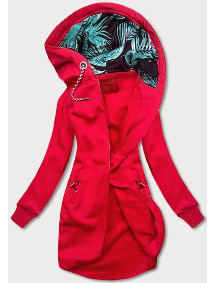 Dlouhá červená dámská mikina model 21291993 - LHD