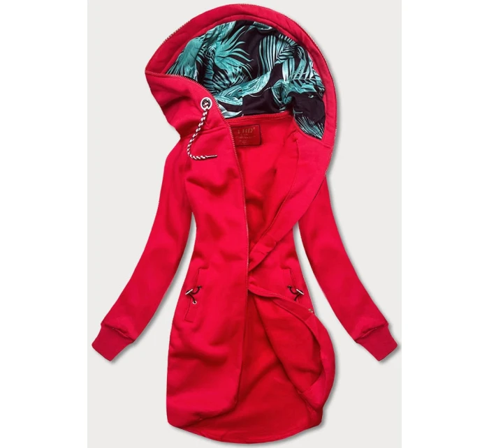 Dlouhá červená dámská mikina model 21291993 - LHD