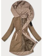 Tmavě béžová dámská bunda se stahováním v pase S'West (B8352-12)
