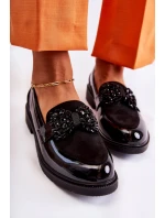 Dámské kalhoty lakované s mašlí Černý model 21593079 - S.Barski