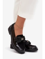 Lakované Dámské Mokasíny S Mašlí S.Barski HY51-319 Černé