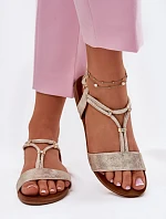 Dámské Plné Sandály S Pásky S.Barski KV51-120 Zlaté