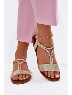Dámské Plné Sandály S Pásky model 21698276 Zlaté - S.Barski