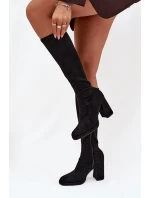 Dámské kozačky s na sloupkovém podpatku černé model 21709495 - Boto Dámské kozačky s na sloupkovém podpatku černé model 21709495 - Boto