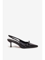 Lakované lodičky na s mašlí Černé model 21709656 - Boto