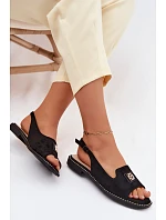 Dámské sandály na nízkém podpatku s ozdobným detailem S.Barski KV61-6015 Černé