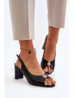 Elegantní sandály na vysokém podpatku se zdobením, Black Trasea Elegantní sandály na vysokém podpatku se zdobením, Black Trasea