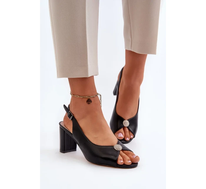 Elegantní sandály na vysokém podpatku se zdobením, Black Trasea Elegantní sandály na vysokém podpatku se zdobením, Black Trasea