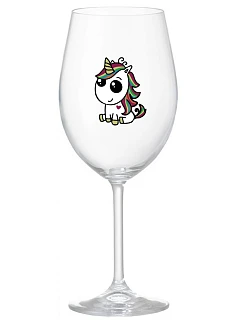 DUHOVÝ JEDNOROŽEC - čirá sklenice na víno 350 ml