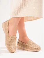 Stylové zlaté mokasíny dámské bez podpatku Stylové zlaté mokasíny dámské bez podpatku