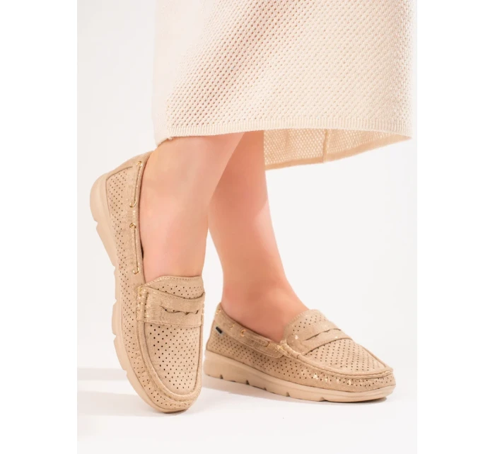 Stylové zlaté mokasíny dámské bez podpatku Stylové zlaté mokasíny dámské bez podpatku