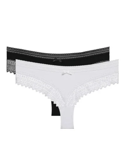 Dámské bavlněné brazilky s krajkou 2 ks model 15437530 FASHION BRAZILIAN 2x  černá - DIM
