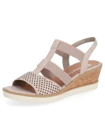 Pohodlné sandály na podpatku W rose gold model 19730112 - Rieker Pohodlné sandály na podpatku W rose gold model 19730112 - Rieker