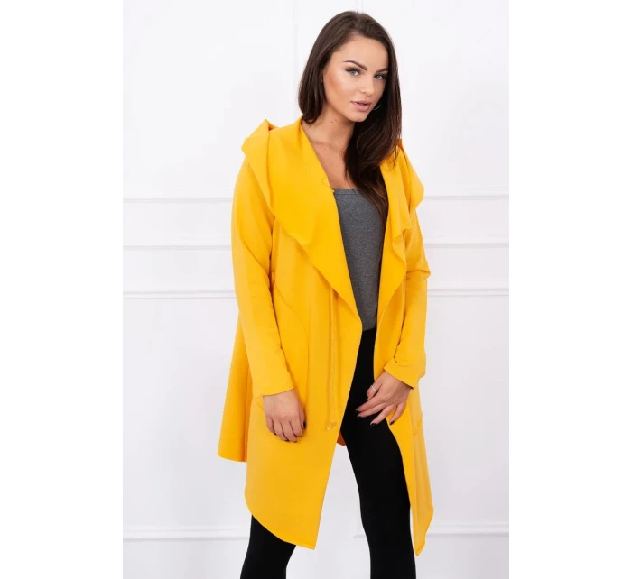 Volná bunda s kapucí v hořčicové barvě Volná bunda s kapucí v hořčicové barvě