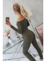 Sada s dvojitými pruhy v khaki barvě