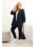 Dámská elegantní plus size blazer modrá