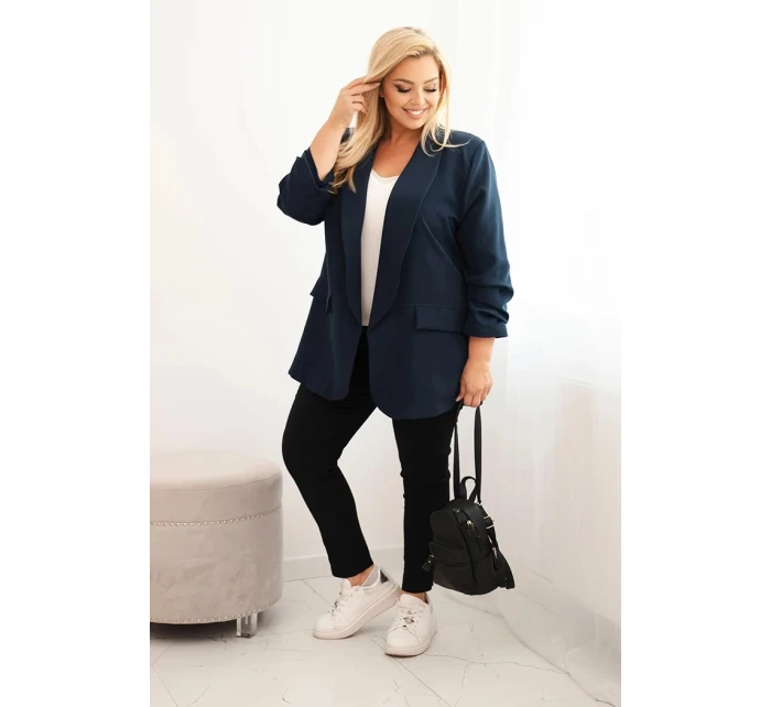 Dámská elegantní plus size blazer modrá