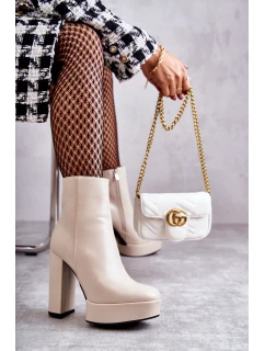 Hladké Kožené Na podpatku Béžove model 21597089 - Boto