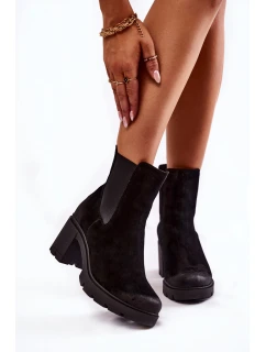 Dámské semišové boty na platformě Černe model 21598791 - Boto