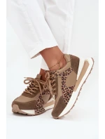 Kožené dámské tenisky na platformě leopardí vzor Artiker 55C0089 hnědé