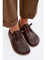 Kožené dámské polobotky Barefoot model 22074657 Čokoládové - Zazoo