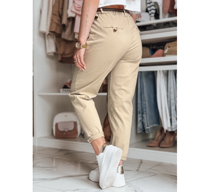 Dámské kalhoty chinos s páskem RELCIX tmavě béžové FashionStreet UY2580