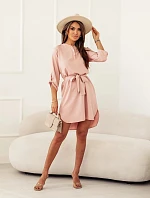 Elegantní šaty s otevřeným výstřihem špinavě růžové (013)