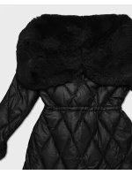 Černá bunda s kožešinovou kapucí, která tvoří límec (T3-2635#-1) Černá bunda s kožešinovou kapucí, která tvoří límec (T3-2635#-1)