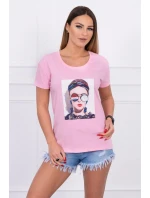 Dámská grafická halenka pudrově růžová Dámská grafická halenka pudrově růžová