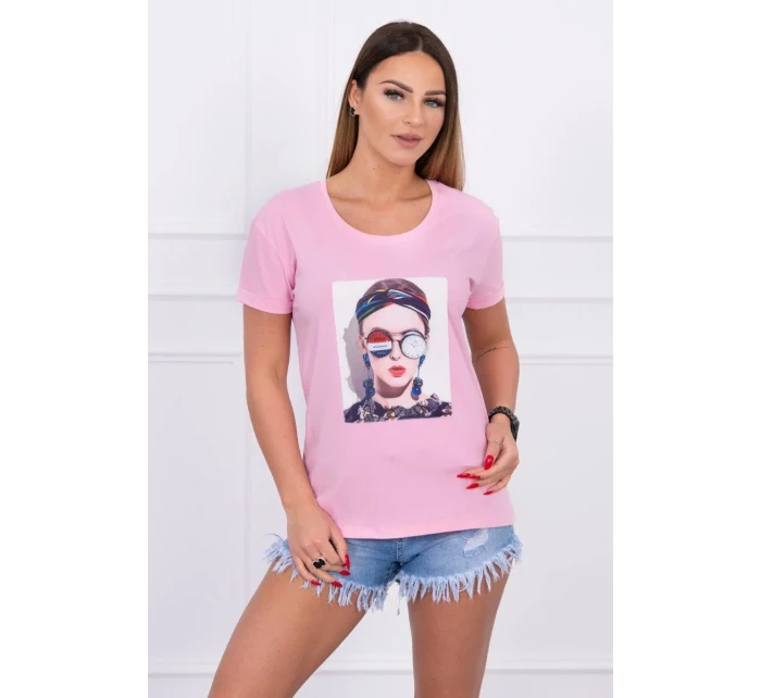 Dámská grafická halenka pudrově růžová Dámská grafická halenka pudrově růžová