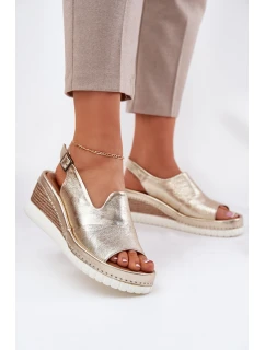 Dámské Kožené Sandály Na Klínu Artiker 56C0920 Zlaté