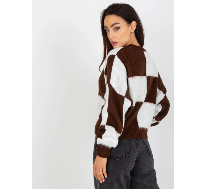 Sweter EM SW  biało brązowy model 21127109 - FPrice